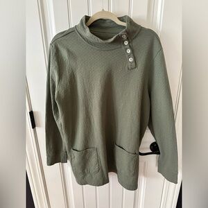 Soft Surroundings Olive Green Cowl Neck Sweater